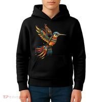 Hummingbird Indian Tribal Art Indian Indigenous Kids Hoodie thumb 4