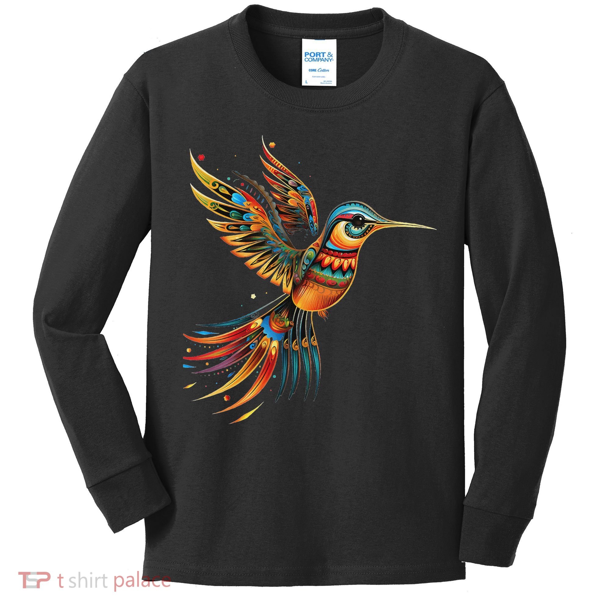 Hummingbird Indian Tribal Art Indian Indigenous Kids Long Sleeve Shirt