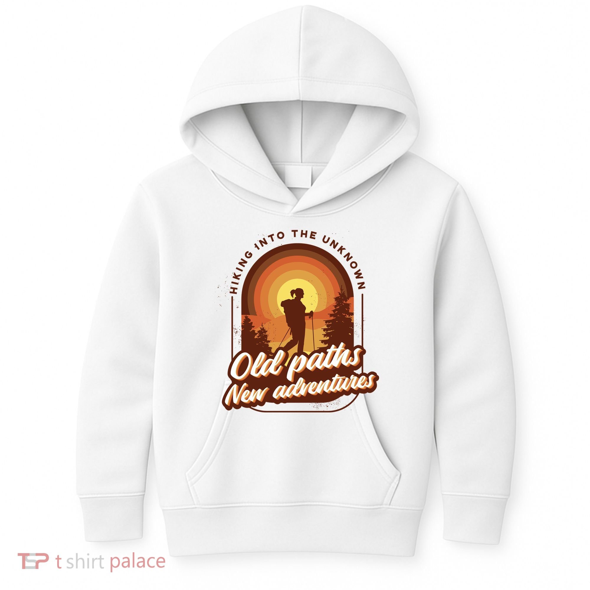 Hiking Into The Unknown Old Paths New Adventures Kids Hoodie