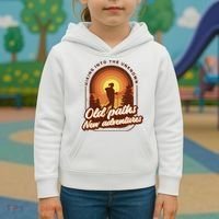 Hiking Into The Unknown Old Paths New Adventures Kids Hoodie thumb 3