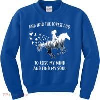 Horse Into The Forest I Go Horse Riding Funny Gift Kids Sweatshirt thumb 0