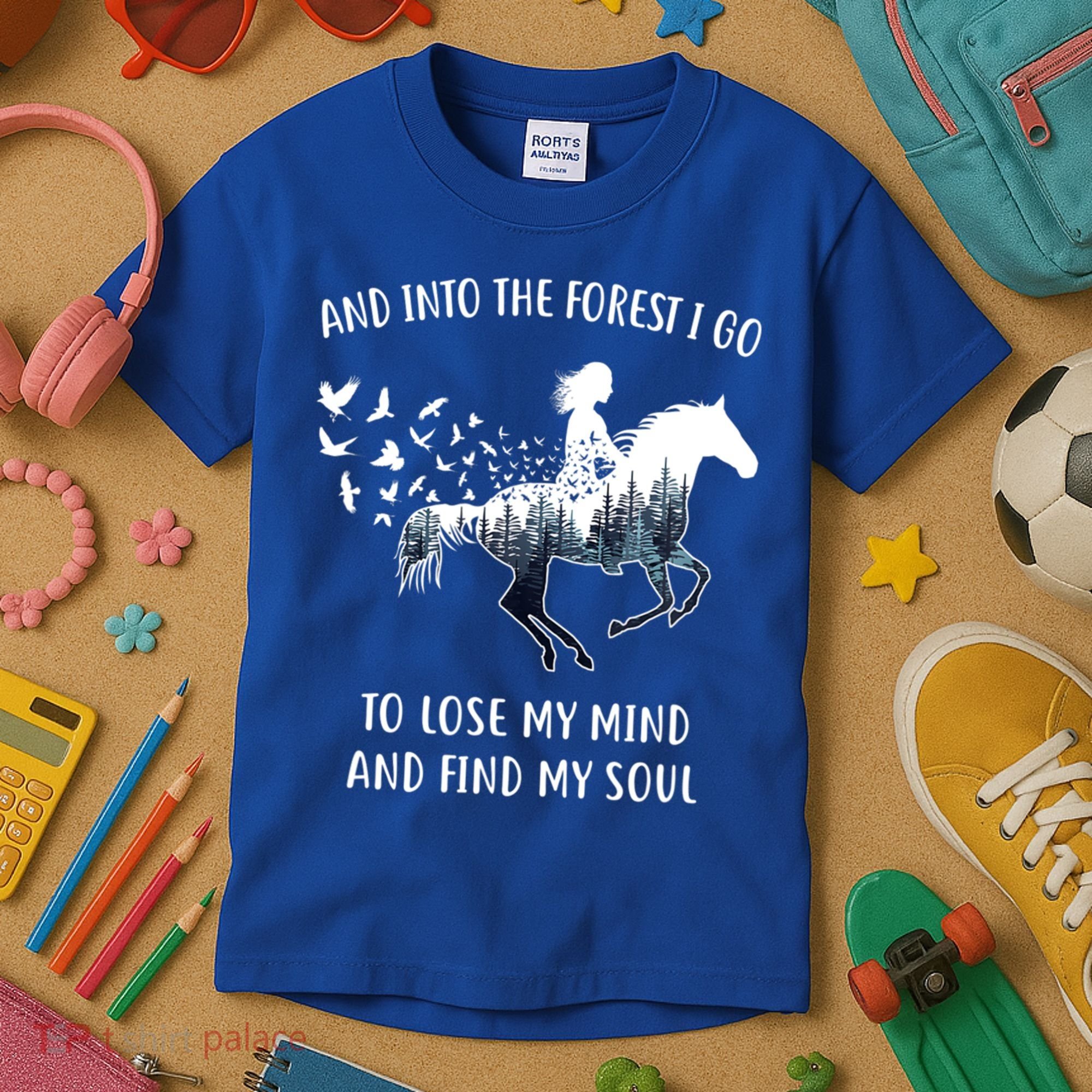 Horse Into The Forest I Go Horse Riding Funny Gift Kids T-Shirt