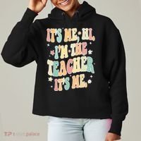 Hi Im The Teacher Its Me Funny Teacher Gift Ladies Heavyweight Boxy Pullover Hoodie thumb 0