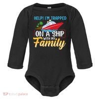 Help I'm Trapped On A Ship With My Family Family Cruise Trip Baby Long Sleeve Bodysuit thumb 0