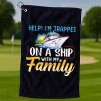 Help I'm Trapped On A Ship With My Family Cruise Golf Towel thumb 1