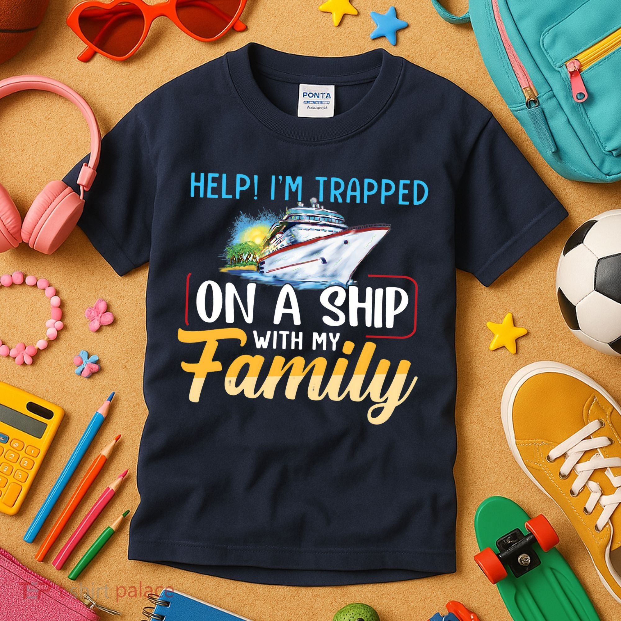 Help I'm Trapped On A Ship With My Family Cruise Kids T-Shirt