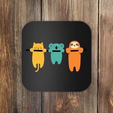 Hang In There Cat Sloth And Koala Cute Coaster
