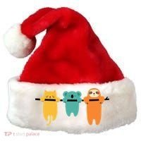 Hang In There Cat Sloth And Koala Cute Santa Hat thumb 0