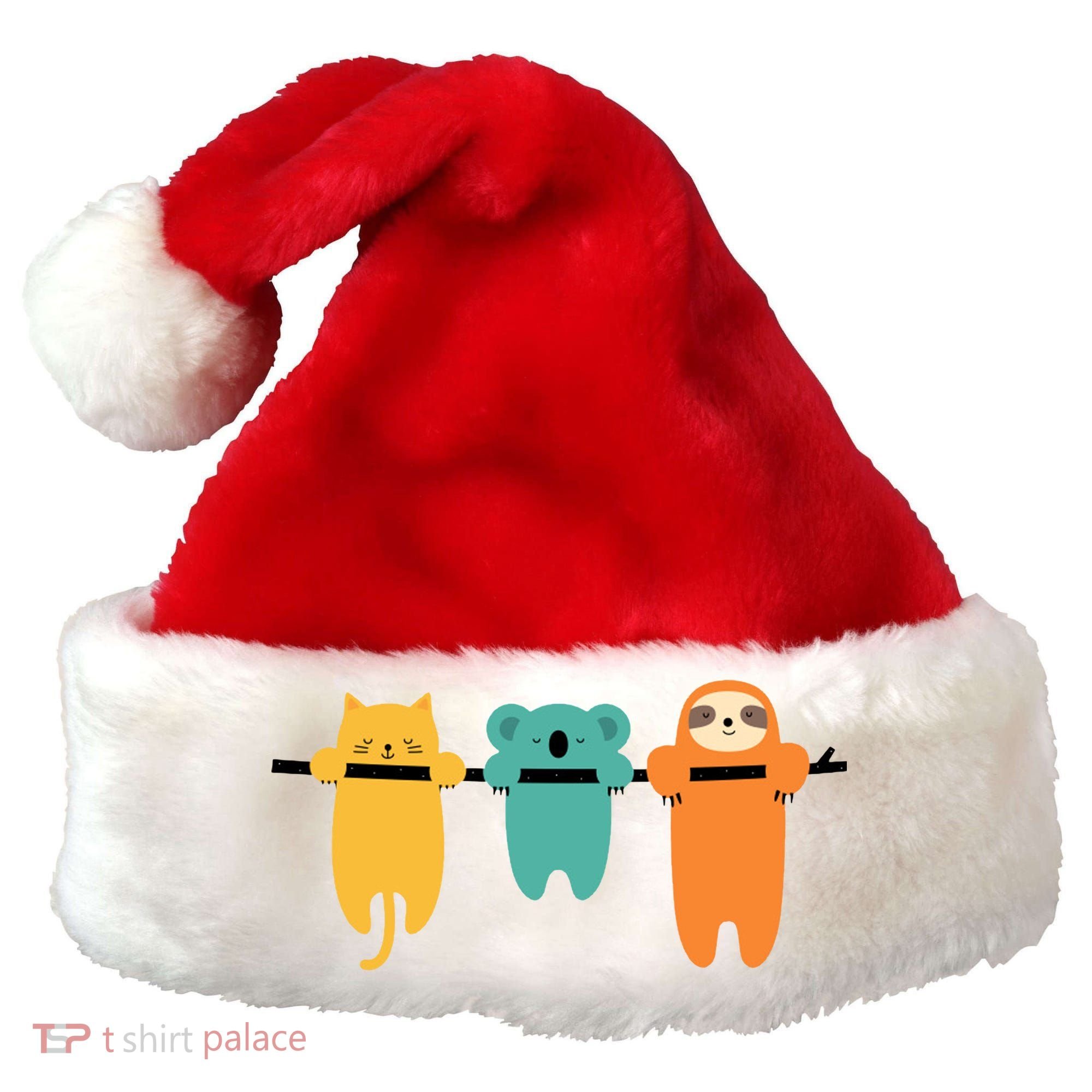 Hang In There Cat Sloth And Koala Cute Santa Hat