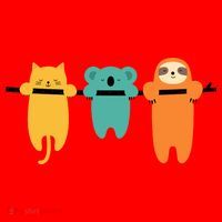 Hang In There Cat Sloth And Koala Cute Santa Hat thumb 1