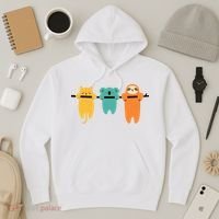 Hang In There Cat Sloth And Koala Cute Hoodie thumb 3