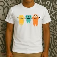 Hang In There Cat Sloth And Koala Cute T-Shirt thumb 3
