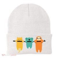 Hang In There Cat Sloth And Koala Cute Beanie thumb 0
