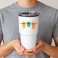 Hang In There Cat Sloth And Koala Cute Tumbler thumb 2