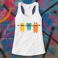 Hang In There Cat Sloth And Koala Cute Women's Tank Top thumb 3