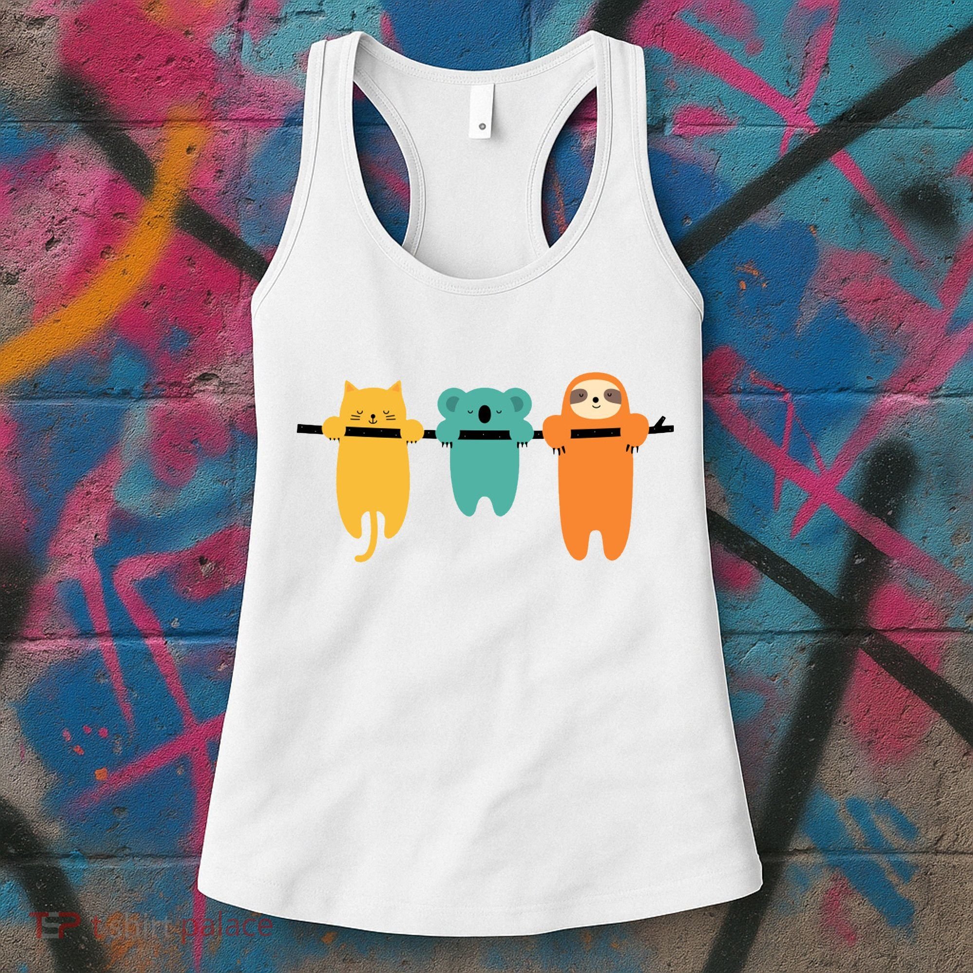 Hang In There Cat Sloth And Koala Cute Women's Tank Top