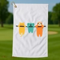Hang In There Cat Sloth And Koala Cute Golf Towel thumb 1