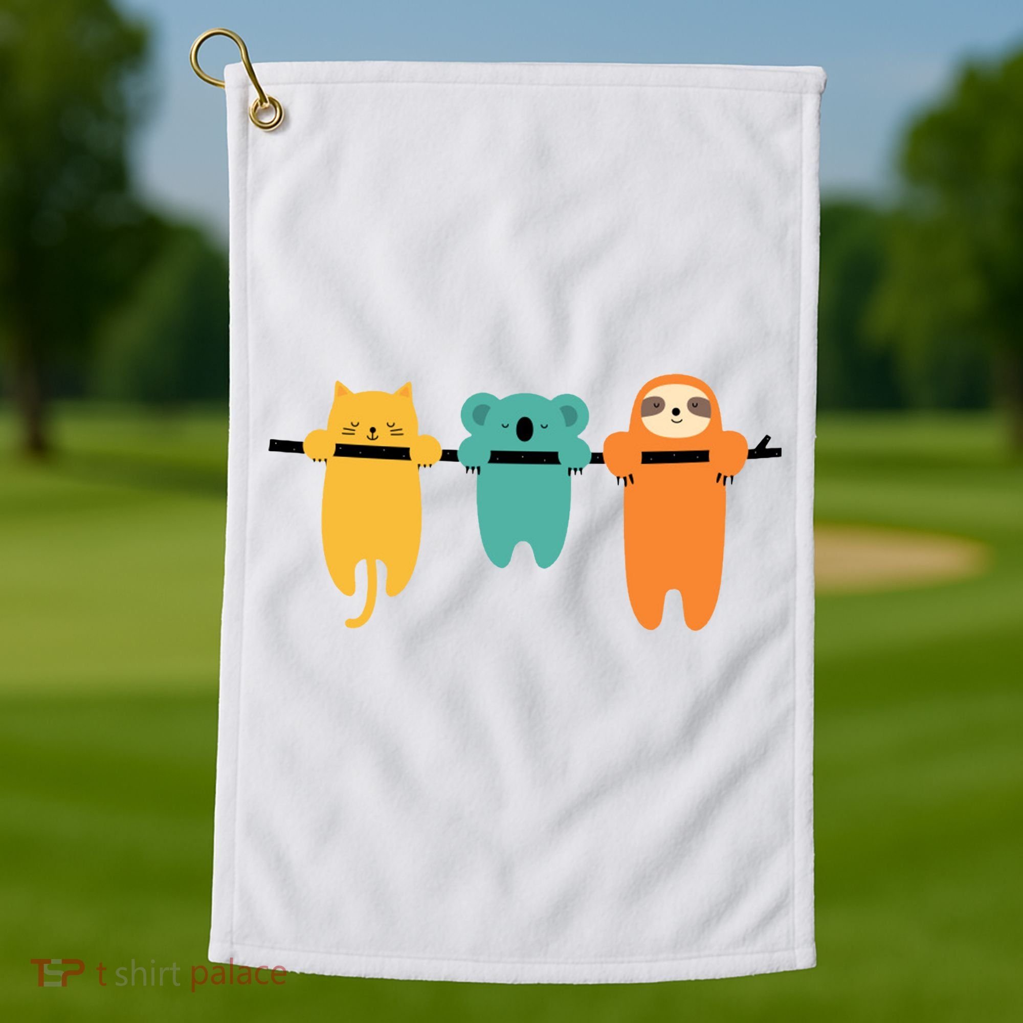 Hang In There Cat Sloth And Koala Cute Golf Towel