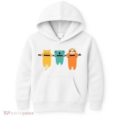 Hang In There Cat Sloth And Koala Cute Kids Hoodie