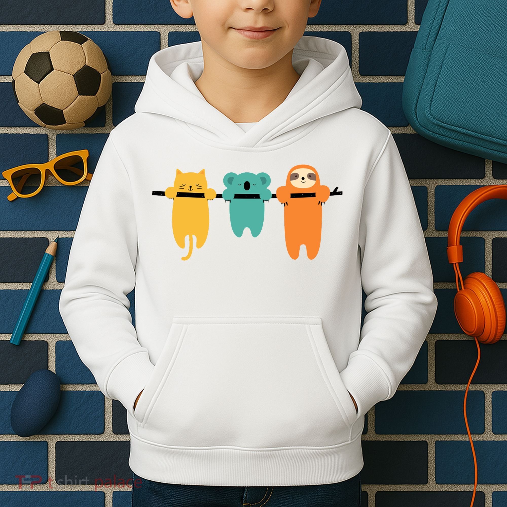Hang In There Cat Sloth And Koala Cute Kids Hoodie