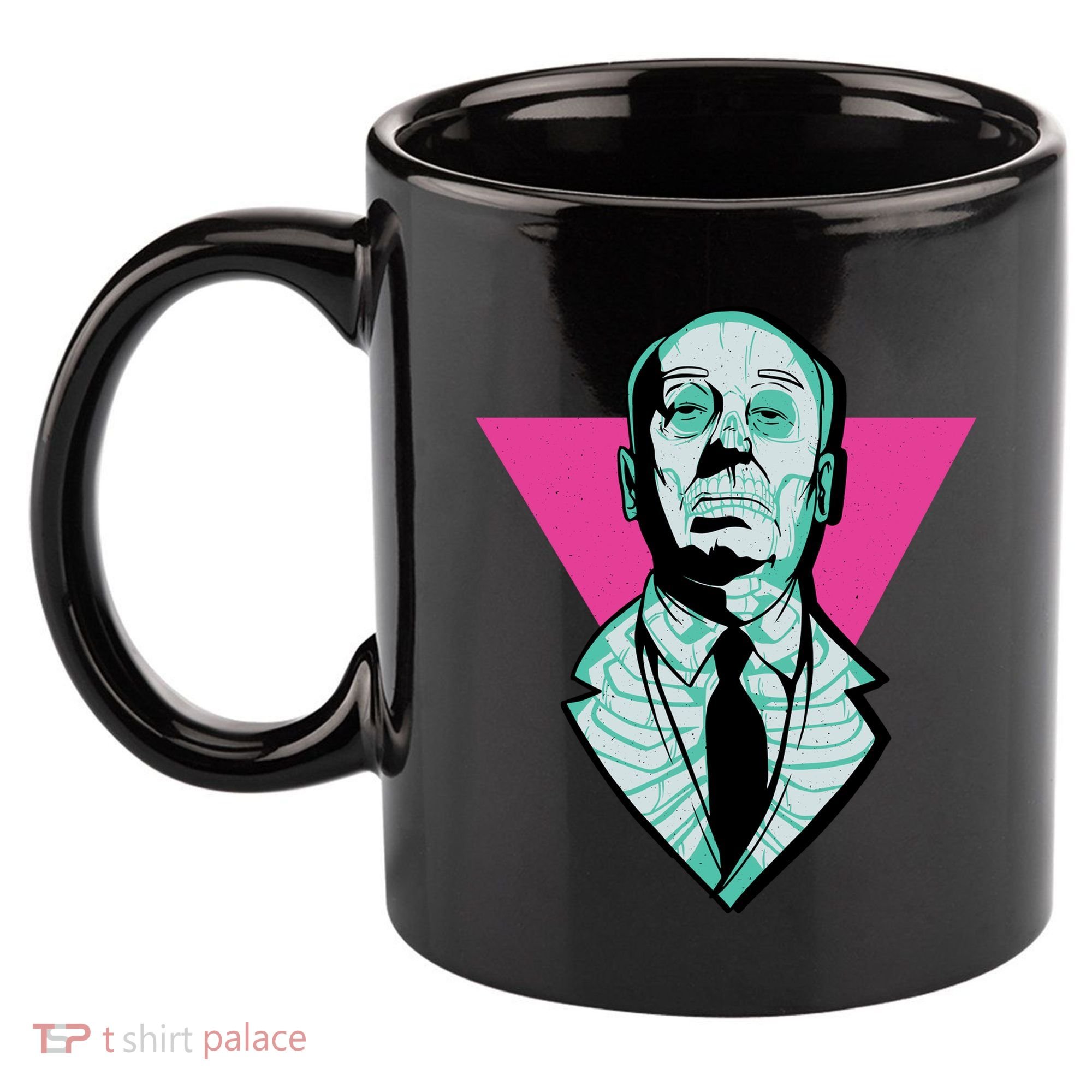 Hitchcock Neon Skull 11oz C Handle Ceramic Mug