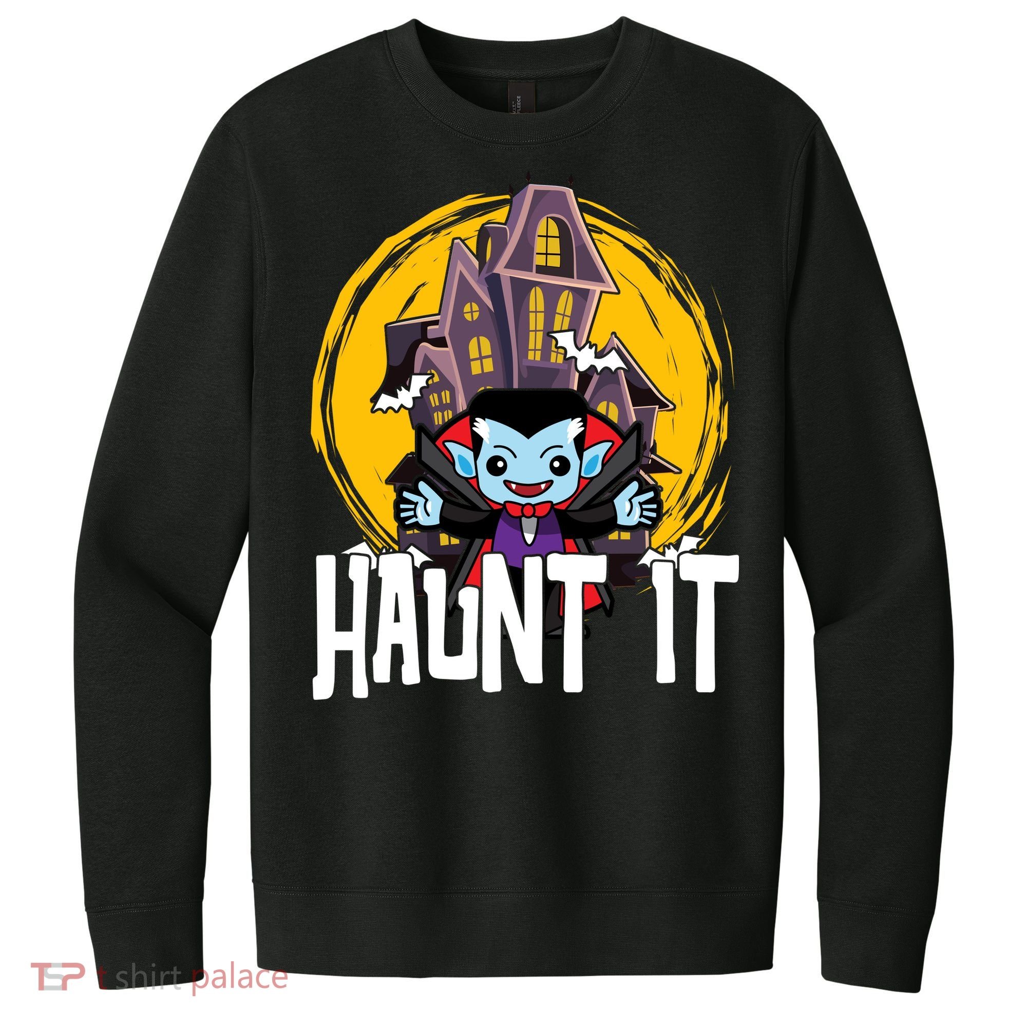 Haunt It Vampire Spooky Halloween V.I.T. Fleece Crew Sweatshirt
