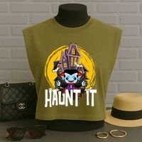 Haunt It Vampire Spooky Halloween Garment-Dyed Women's Muscle Tee thumb 3