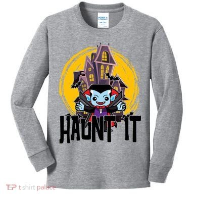 Haunt It Vampire Spooky Halloween Kids Long Sleeve Shirt