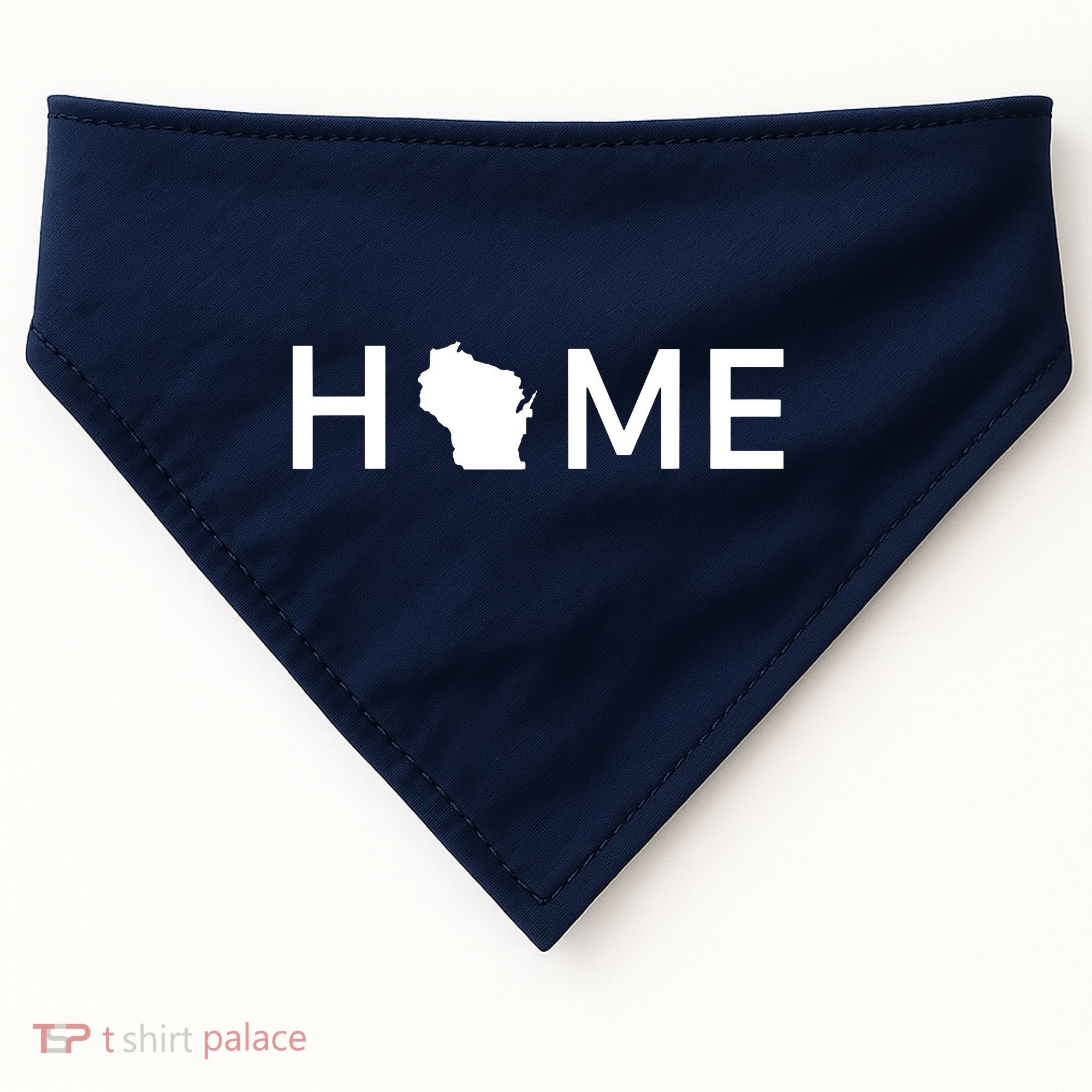 Home In Wisconsin Love Us State Outline Silhouette USA-Made Doggie Bandana