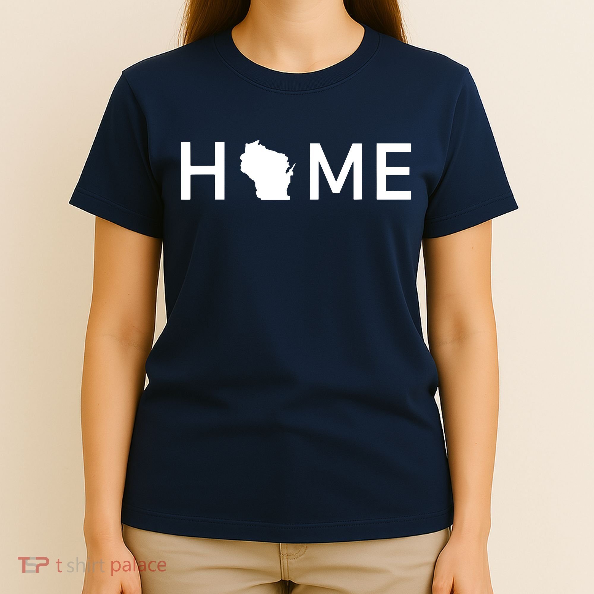 Home In Wisconsin Love Us State Outline Silhouette T-Shirt