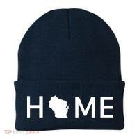 Home In Wisconsin Love Us State Outline Silhouette Beanie thumb 0