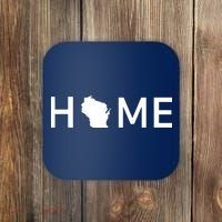 Home In Wisconsin Love Us State Outline Silhouette Coaster thumb 0