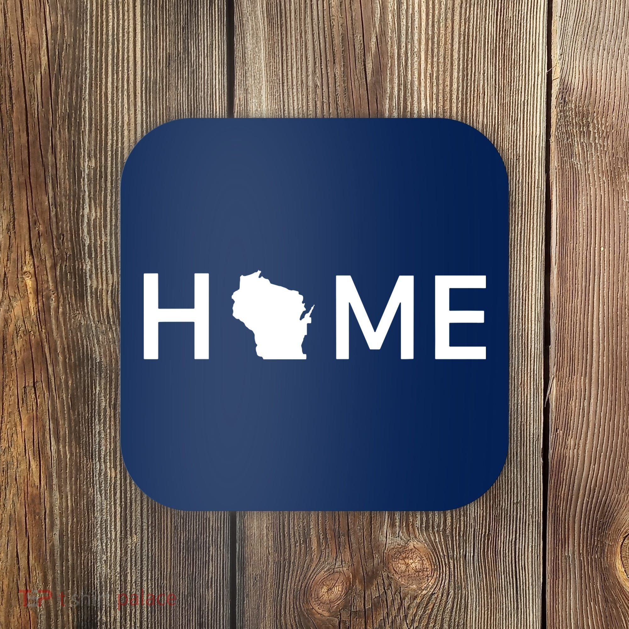 Home In Wisconsin Love Us State Outline Silhouette Coaster