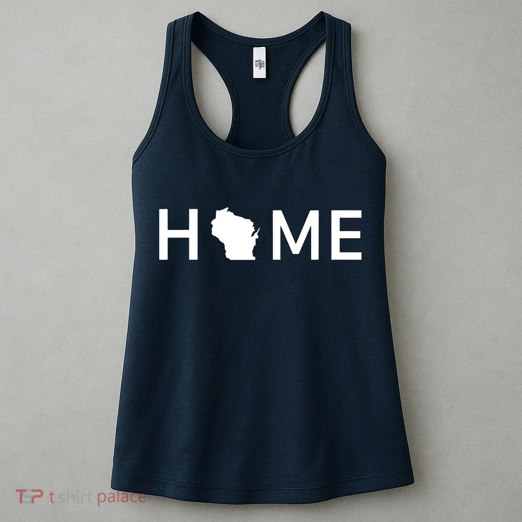 Home In Wisconsin Love Us State Outline Silhouette Women's Tank Top
