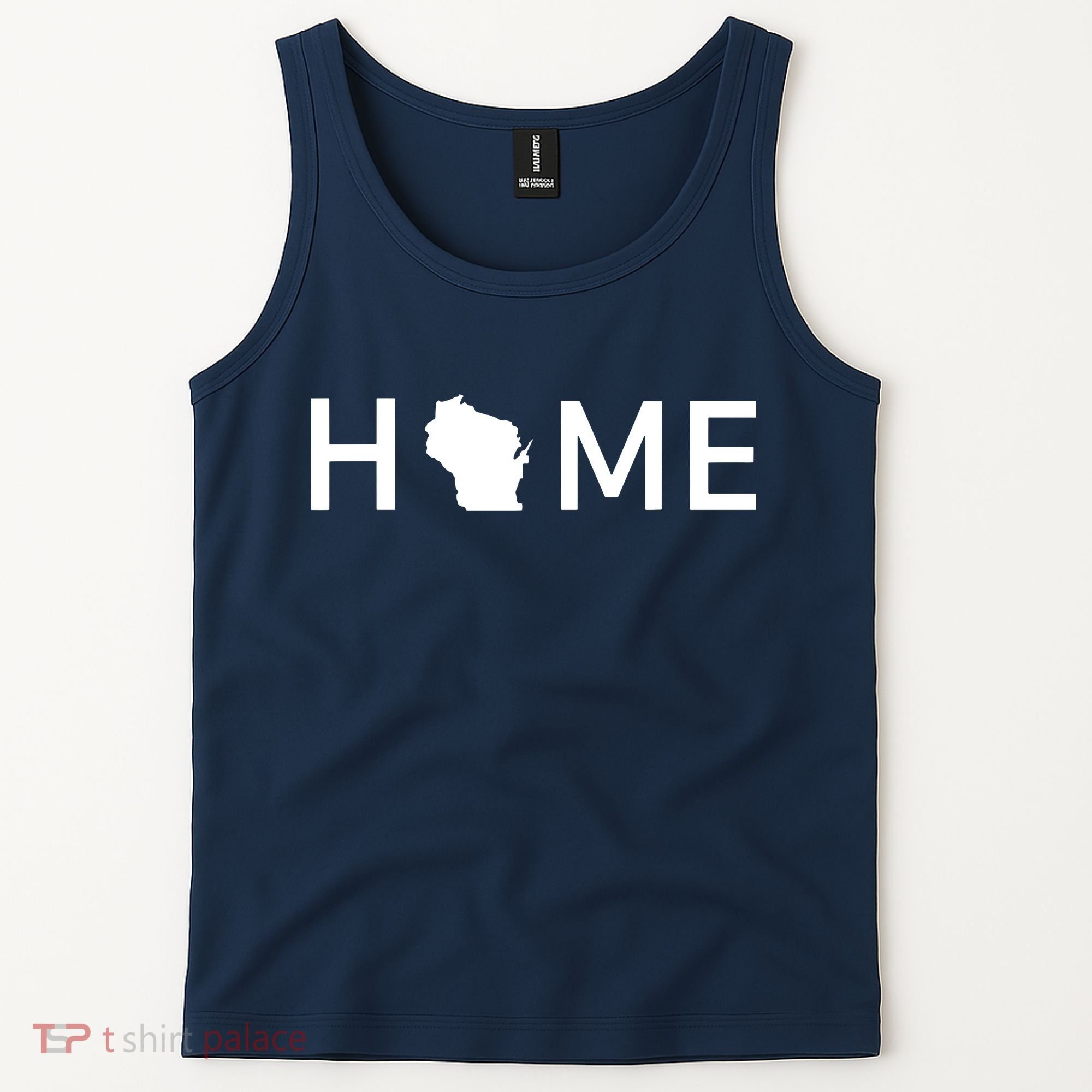 Home In Wisconsin Love Us State Outline Silhouette Tank Top