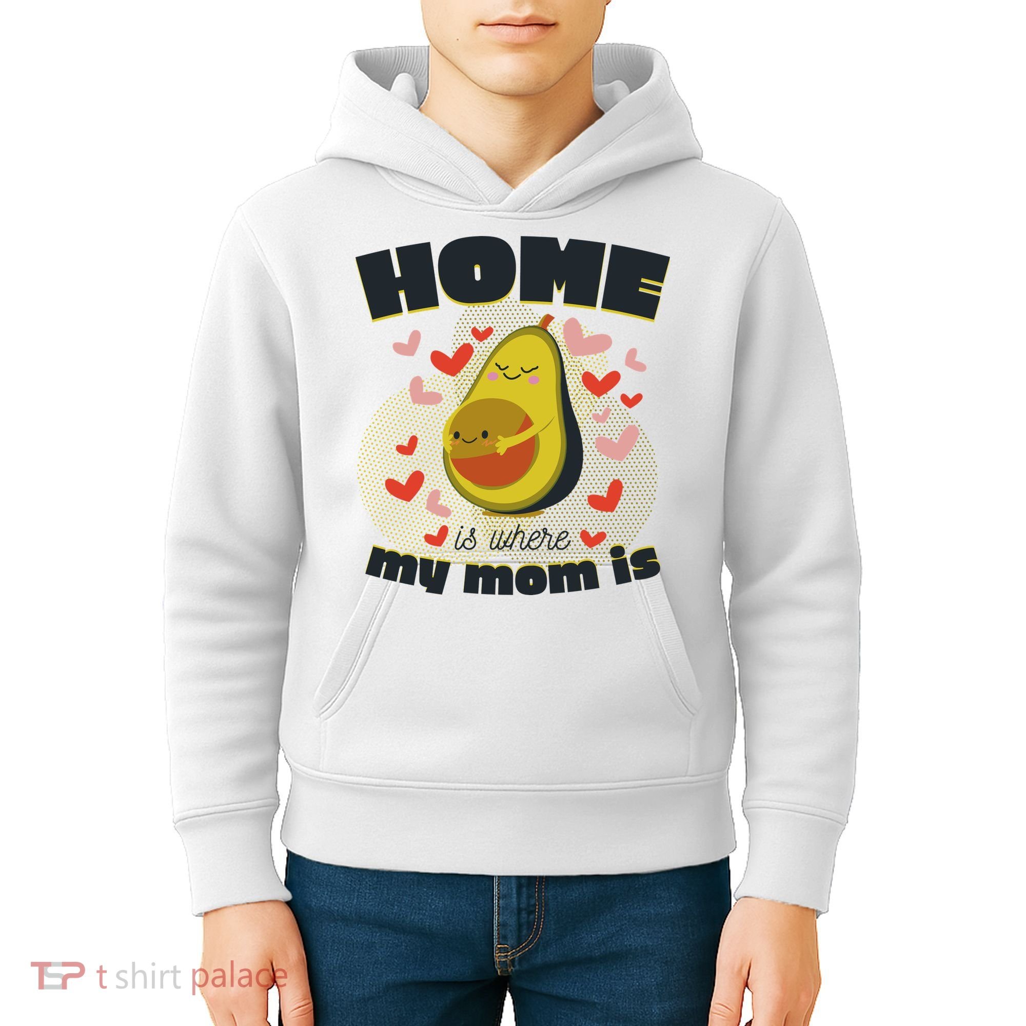 Home Is Where My Mom Is Pregnant Avocado Kids Hoodie