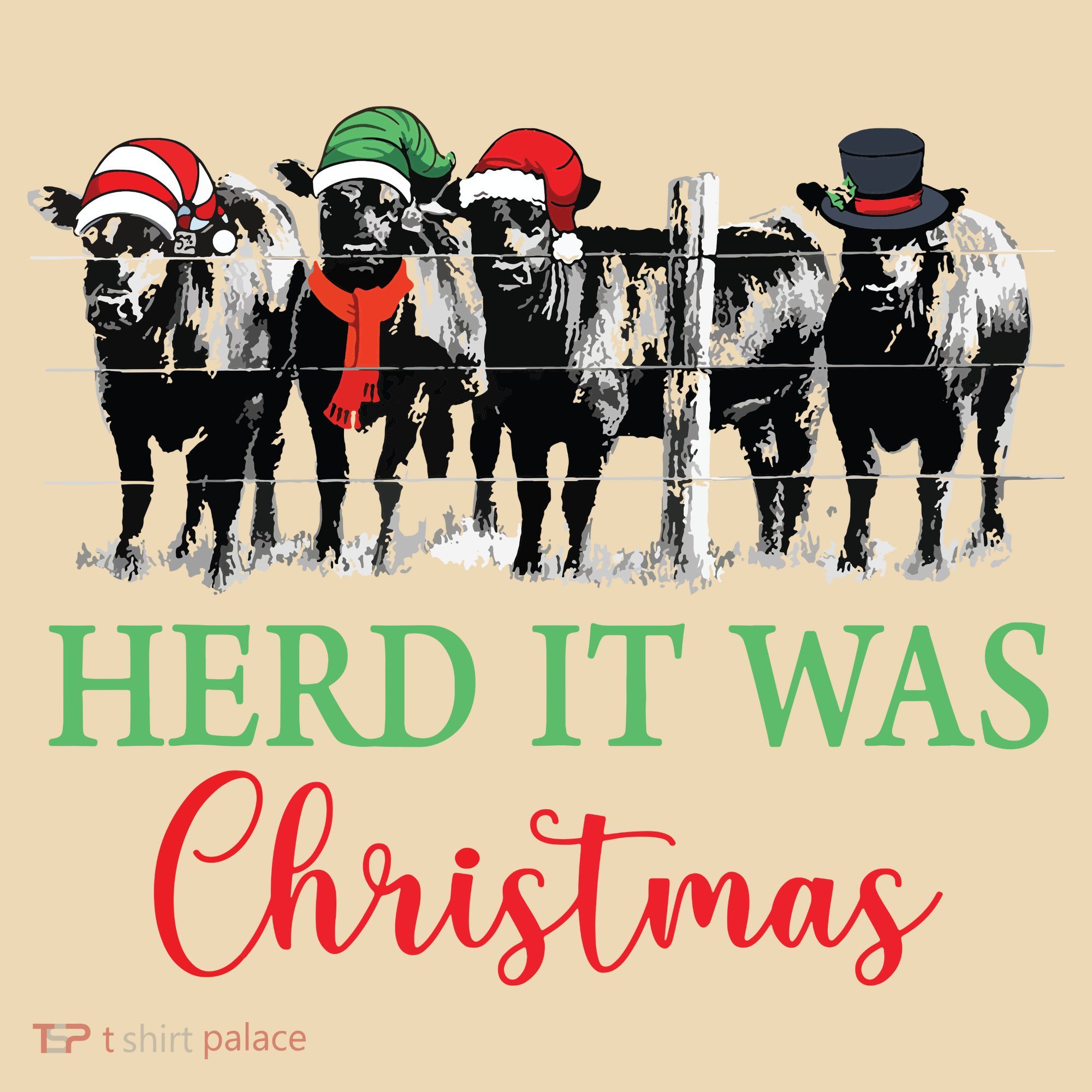Herd It Was Christmas Cute Christmas Cow Heifer Lover Farmer Long Sleeve Shirt