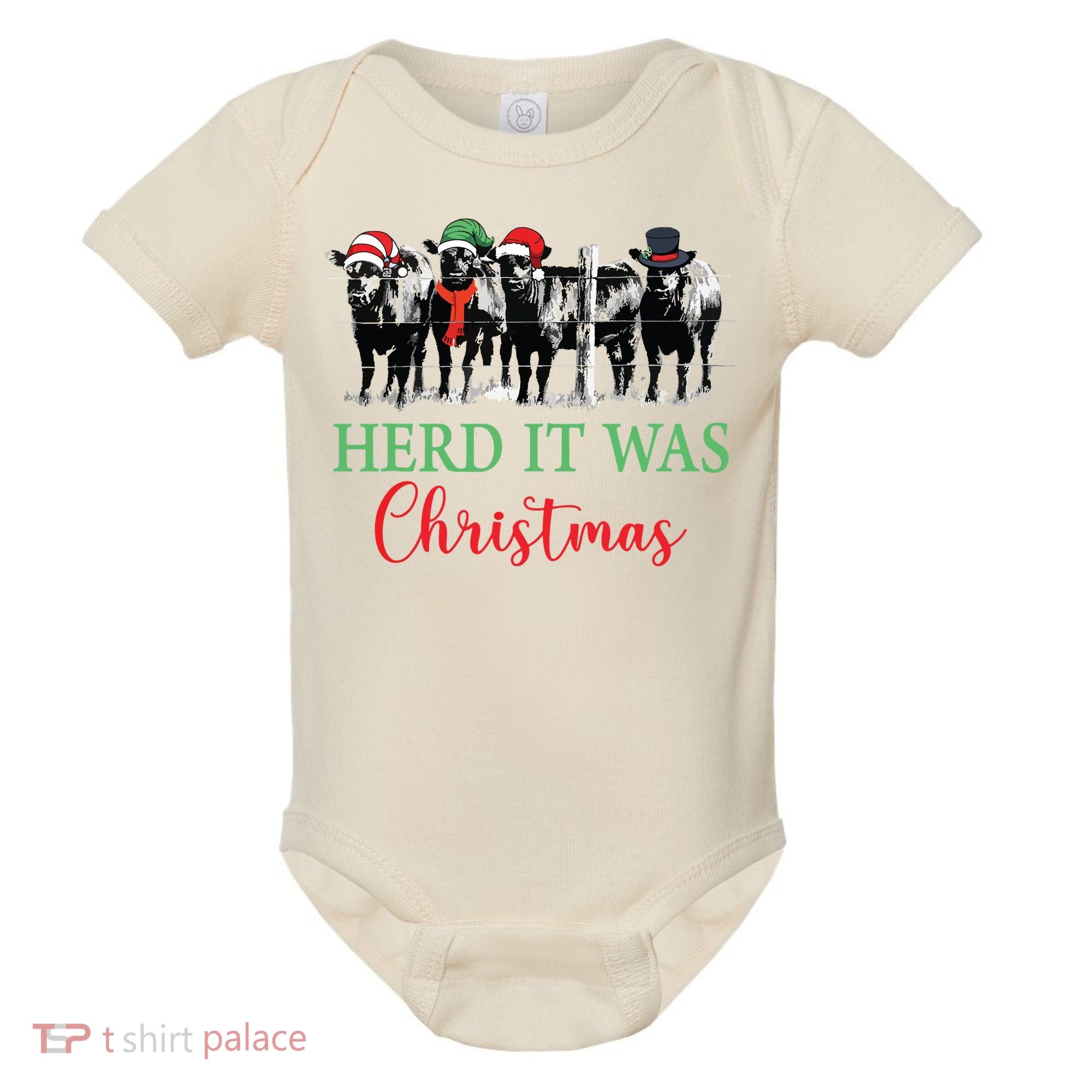 Herd It Was Christmas Cute Christmas Cow Heifer Lover Farmer Baby Bodysuit