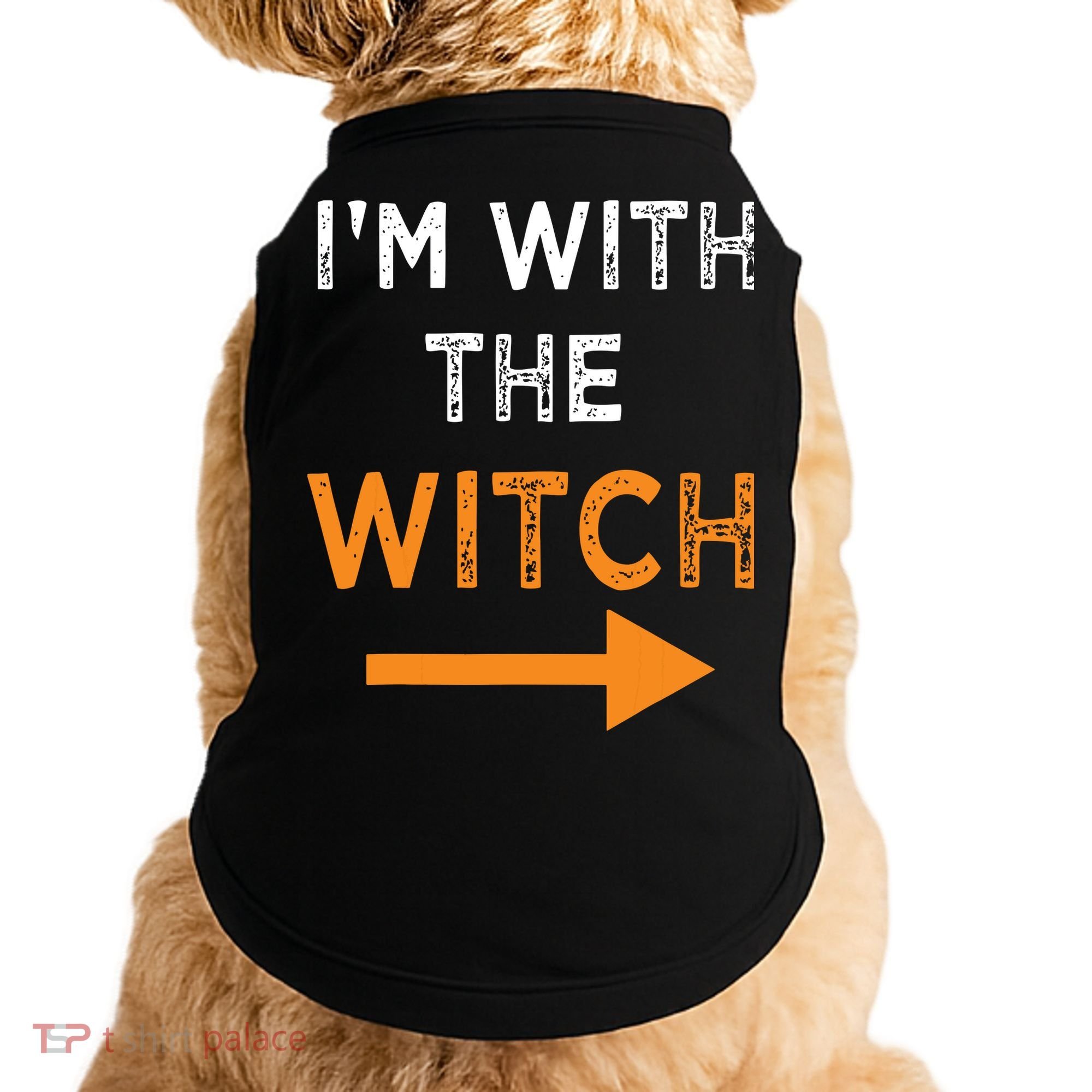 Halloween I'm With The Witch Funny Halloween Doggie Tank