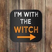 Halloween I'm With The Witch Funny Halloween Coaster thumb 0