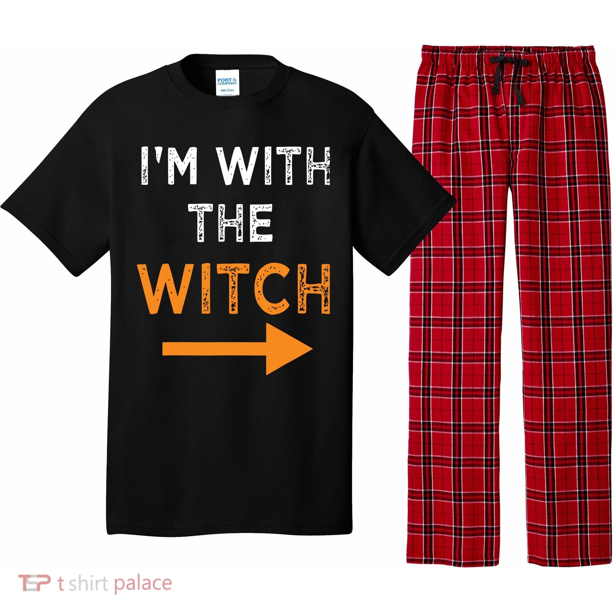 Halloween I'm With The Witch Funny Halloween Pajama Set