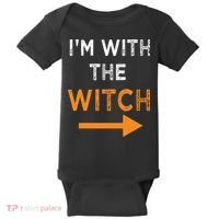 Halloween I'm With The Witch Funny Halloween Baby Bodysuit thumb 0