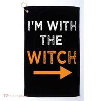 Halloween I'm With The Witch Funny Halloween Golf Towel thumb 0