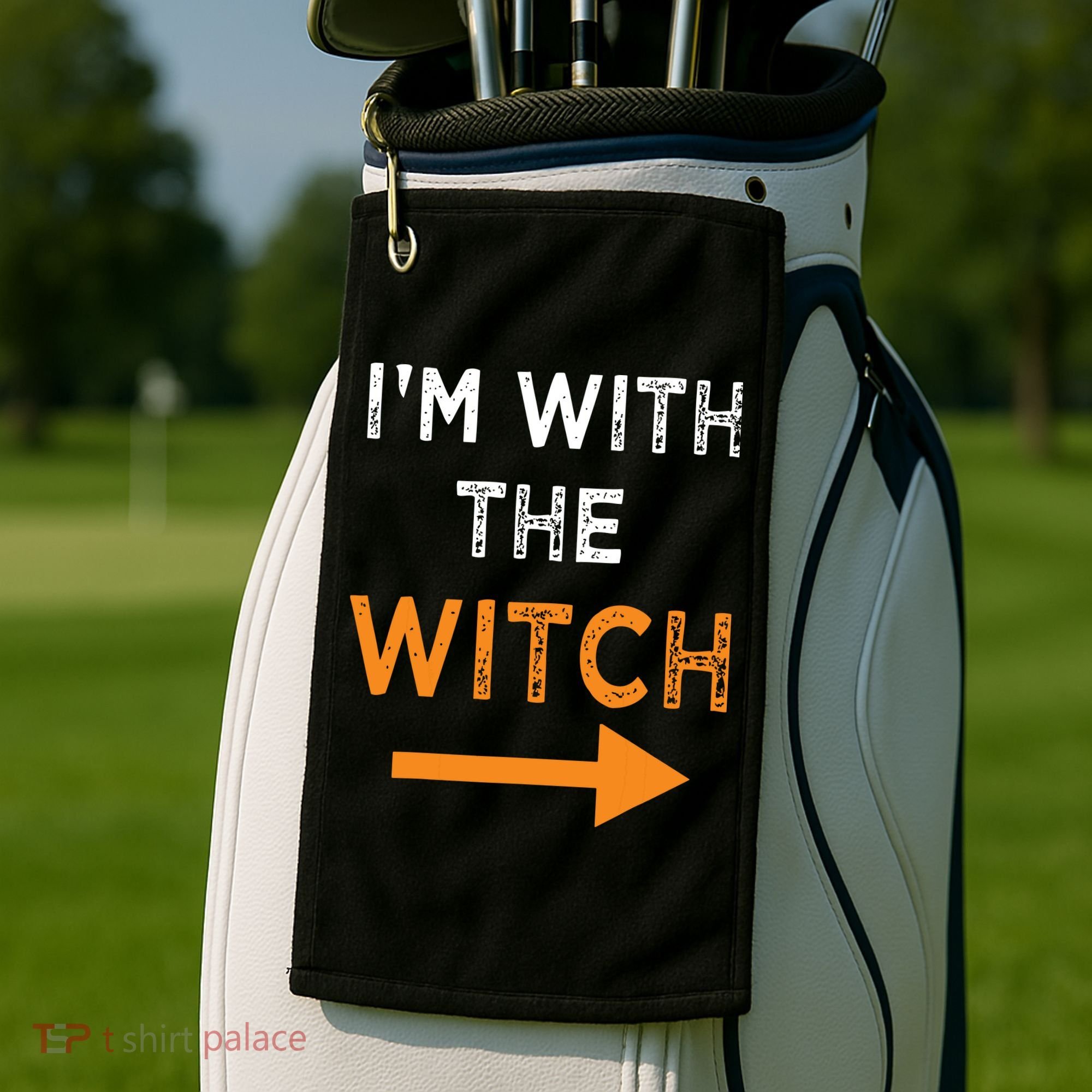 Halloween I'm With The Witch Funny Halloween Golf Towel