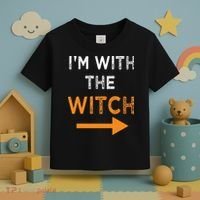 Halloween I'm With The Witch Funny Halloween Toddler T-Shirt thumb 3