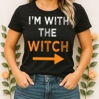 Halloween I'm With The Witch Funny Halloween Women's T-Shirt thumb 2