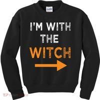 Halloween I'm With The Witch Funny Halloween Kids Sweatshirt thumb 0