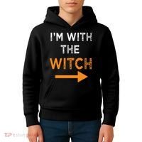 Halloween I'm With The Witch Funny Halloween Kids Hoodie thumb 4