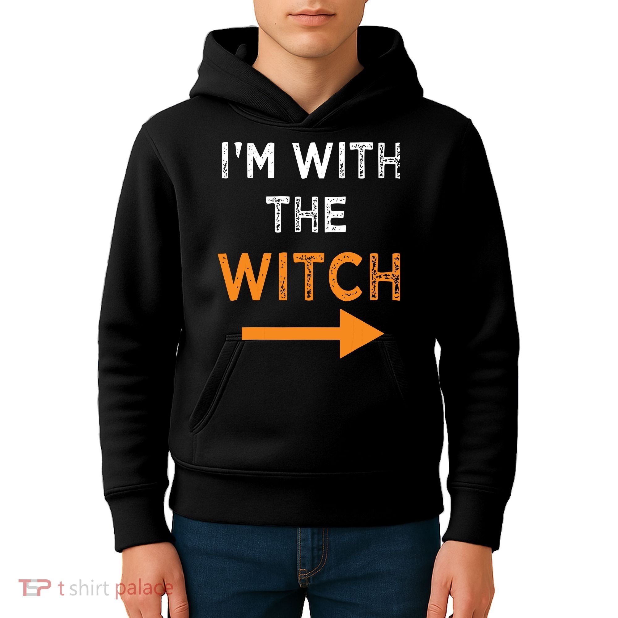 Halloween I'm With The Witch Funny Halloween Kids Hoodie