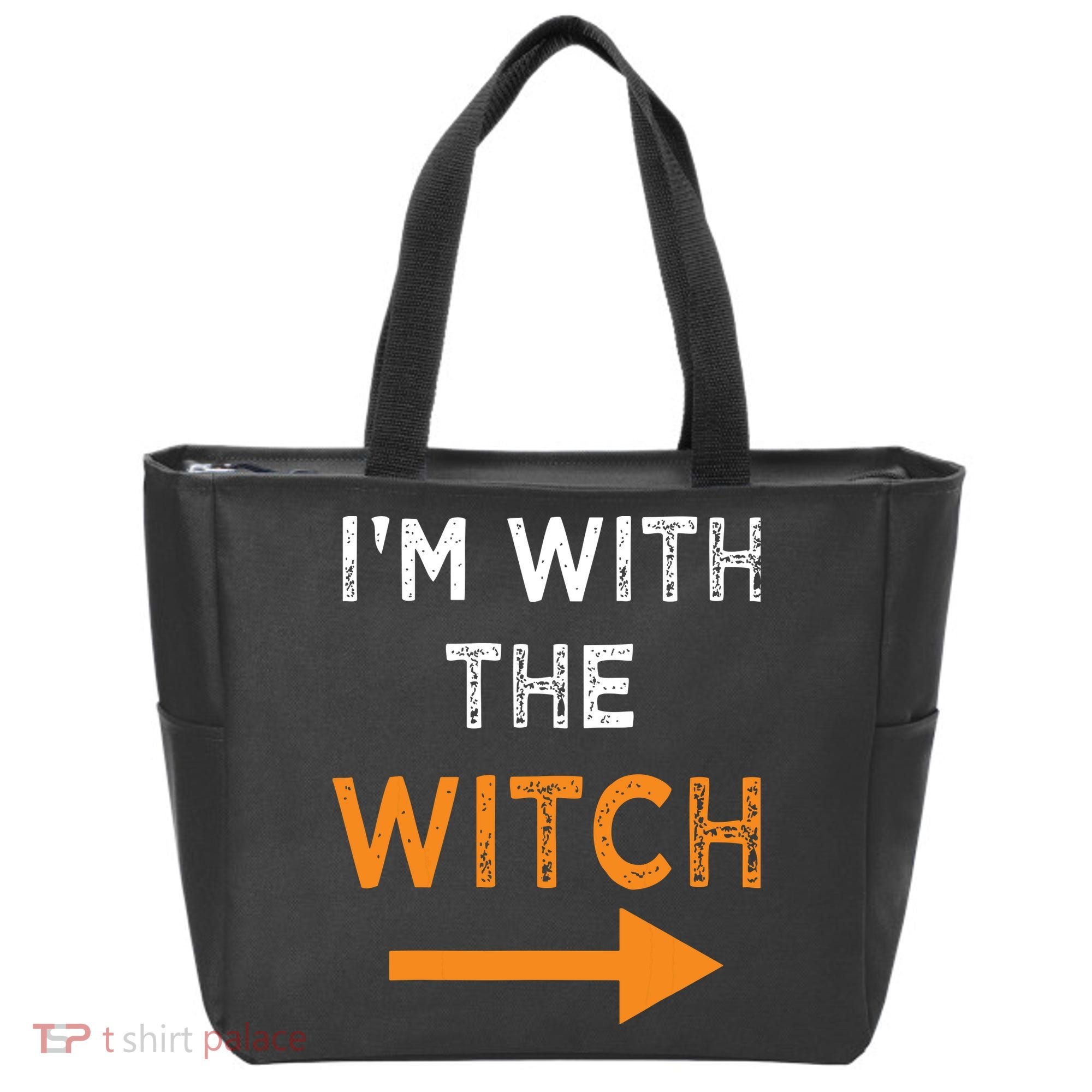 Halloween I'm With The Witch Funny Halloween Tote Bag